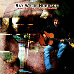 Album cover featuring Ray Wylie Hubbard sitting and playing a guitar with a colorful abstract background.